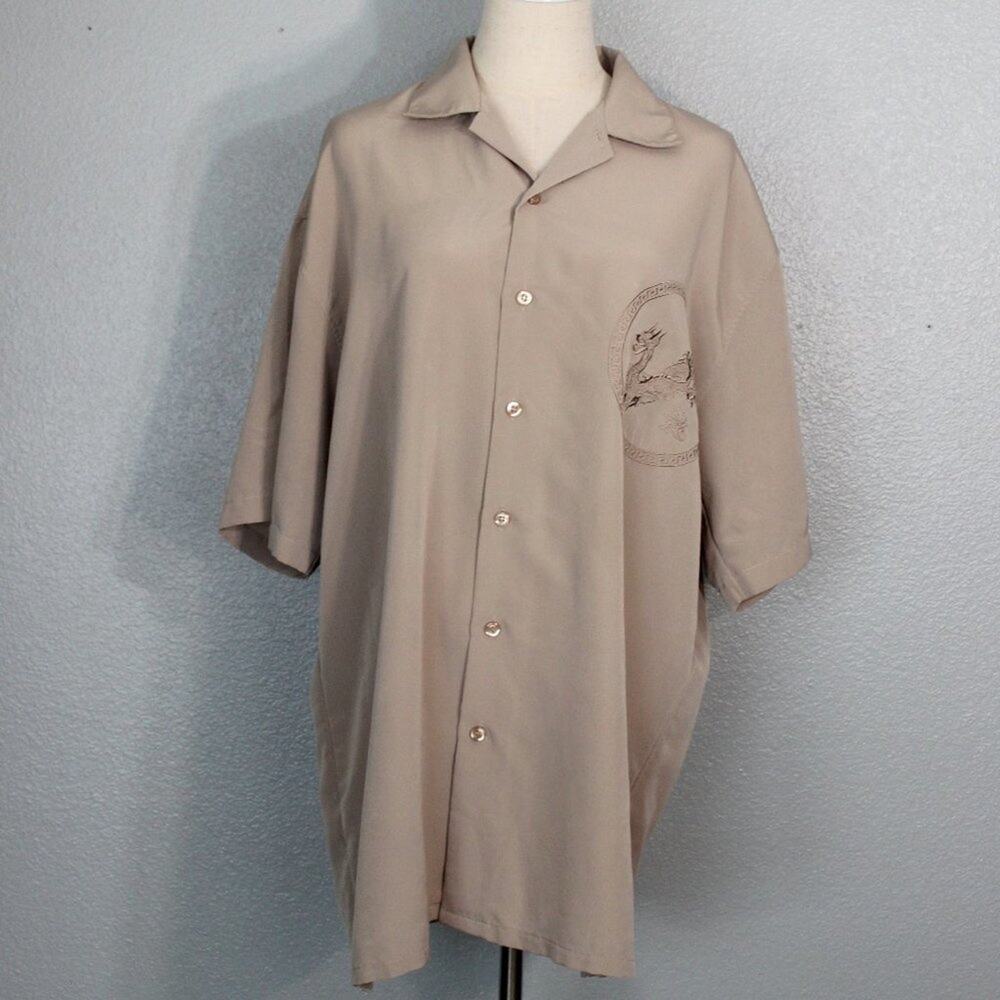Vintage Embroidered Dragon Shirt Men's Size Large